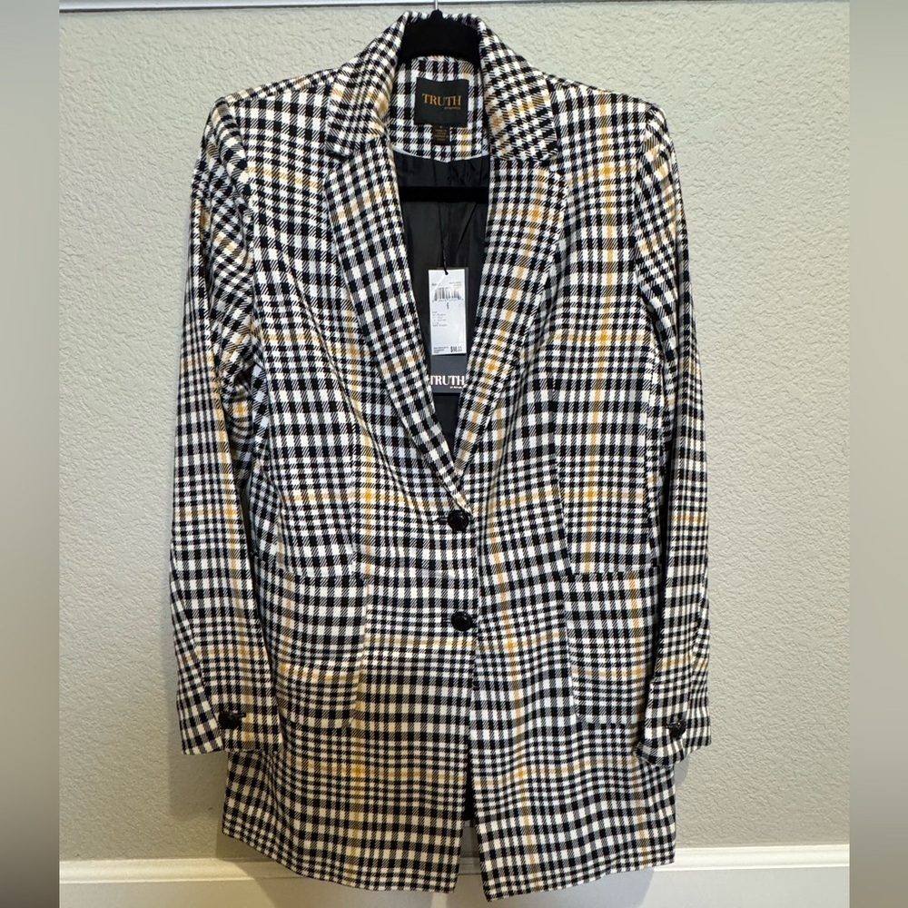 NWT Truth by Republic Women’s Houndstooth Plaid Blazer Size 6 - Picture 2 of 4